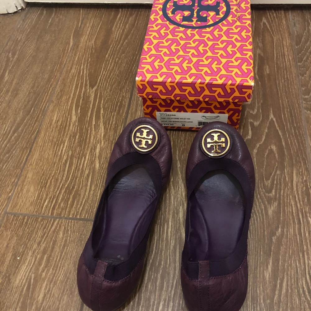 Tory Burch Caroline Madras Flats - Violet 8